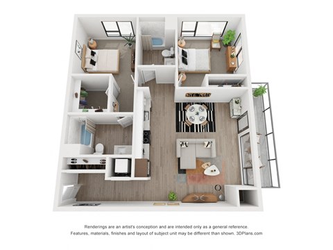 Two bedroom floor plan The Mansion_C9